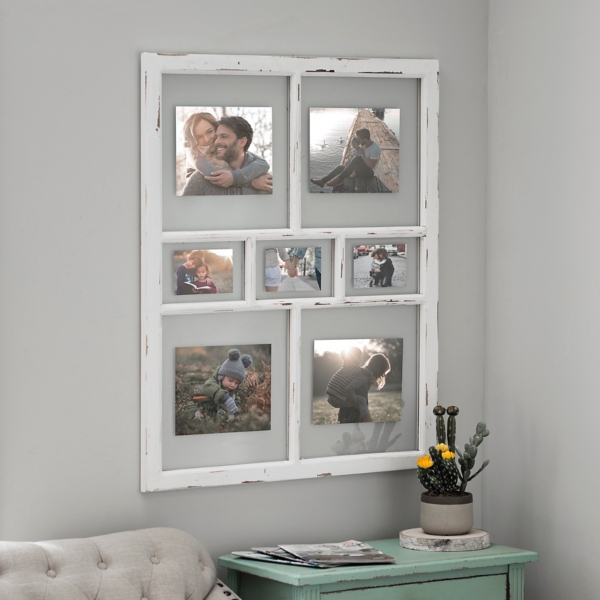 Enchante 6 Photo Gray and White Distress Collage Frame