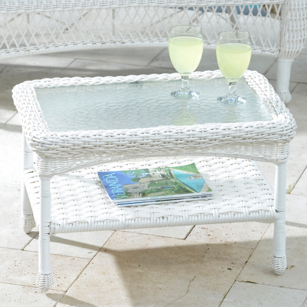 Savannah White Wicker Coffee Table Kirklands Home   136389 1