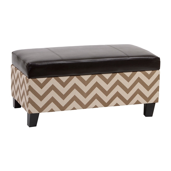Hudson Espresso Chevron Storage Bench Kirklands