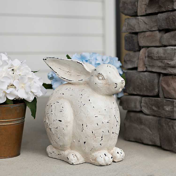 Outdoor White Rabbit Statue Kirklands, Outdoor Garden Rabbit Statues