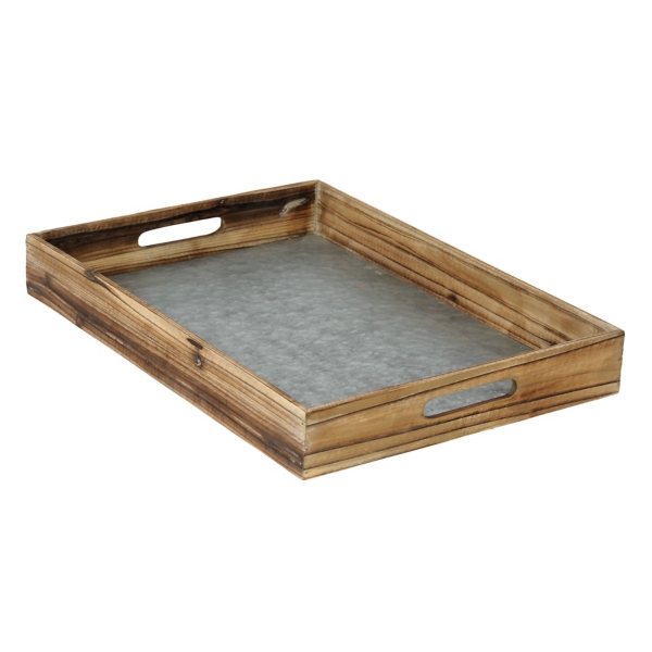 wood and metal tray