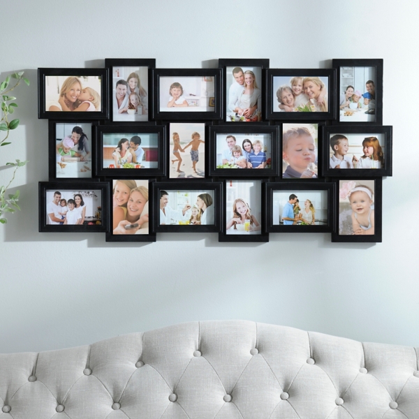 18 Opening Photo Collage Wall Hanging Picture Frame - Black