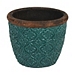 Turquoise Geometric Ceramic Planter, 9 in.