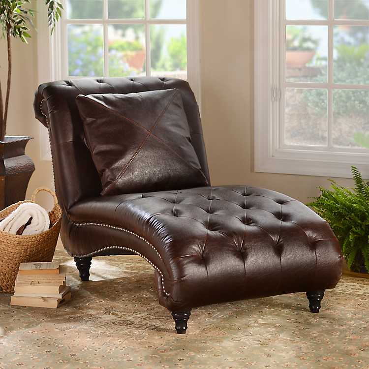 Brown Leather Chaise Lounge Kirklands, Brown Leather Chaise