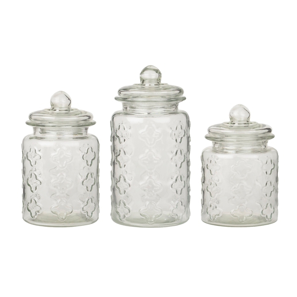 Glass Quatrefoil Canisters, Set of 3 Kirklands Home