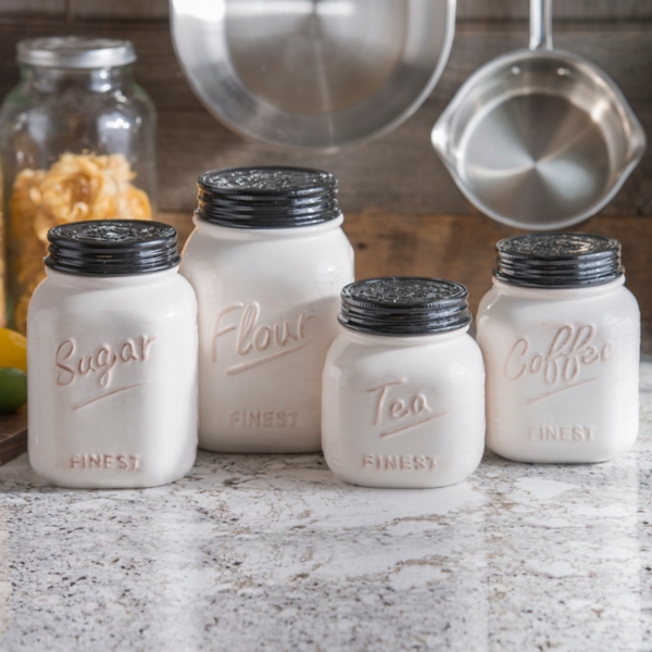 Bria Ivory Ceramic Kitchen Canister Set of 4