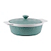 Embossed Turquoise & White Covered Casserole Dish