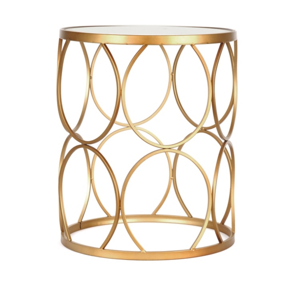 Gold Circles Mirrored Side Table Kirklands