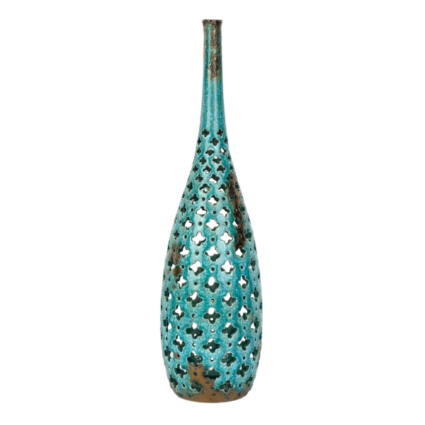 Pierced Turquoise Ceramic Floor Vase Kirklands Home