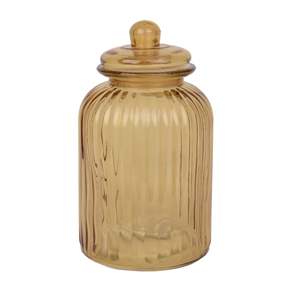 Large Amber Ribbed Glass Canister Kirklands Home