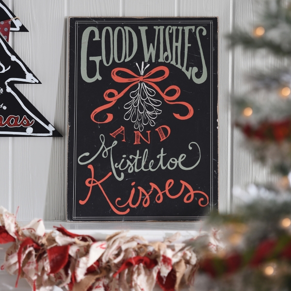 Good Wishes And Mistletoe Kisses Wooden Sign Kirklands Home 