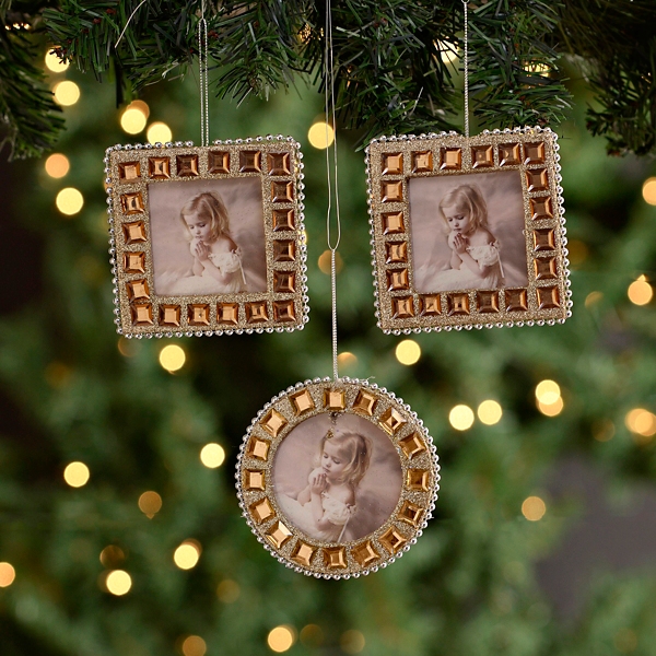 Gold Jeweled Picture Frame Ornaments, Set of 3 Kirklands Home