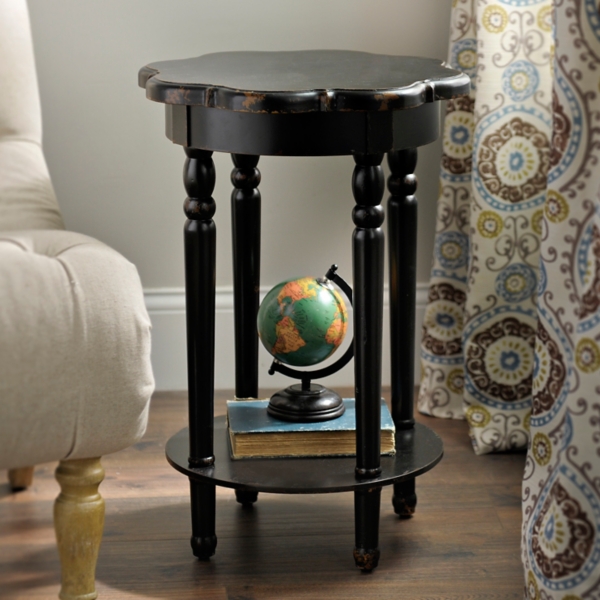Round Black Scalloped Accent Table Kirklands Home