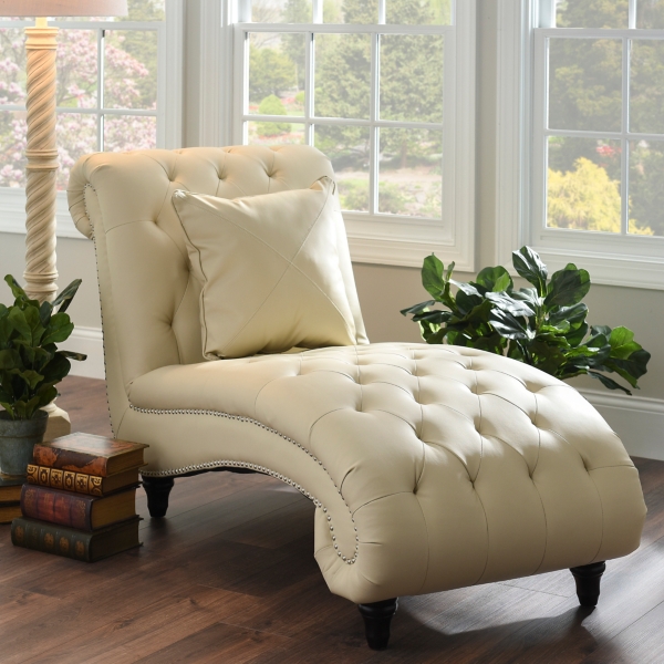 Beige leather 2024 chaise lounge