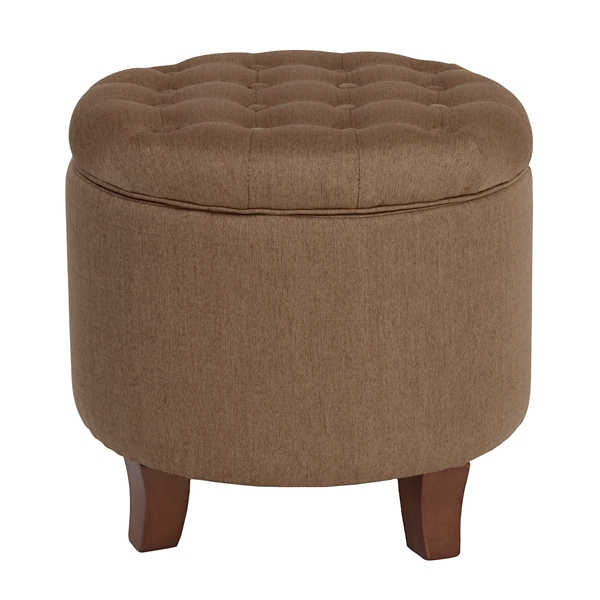 Otter ButtonTufted Round Storage Ottoman Kirklands Home