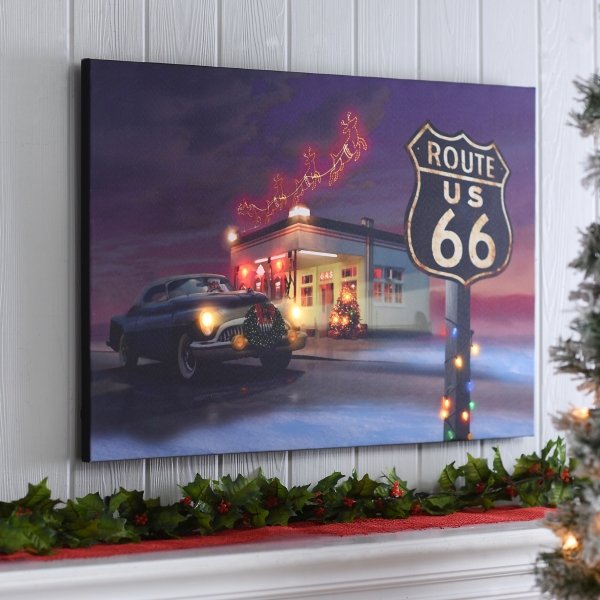 Route 66 at Christmas LED Canvas Art Print Kirklands Home
