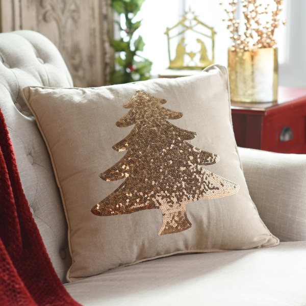 Gold christmas hot sale pillows