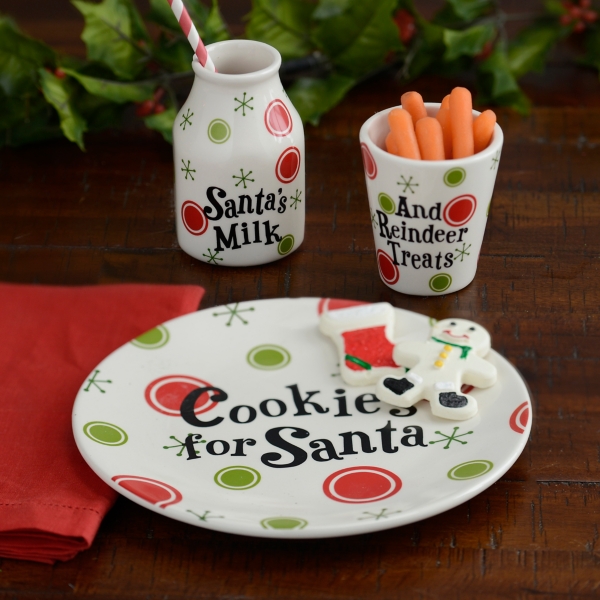 Santa milk and outlet cookies plate set