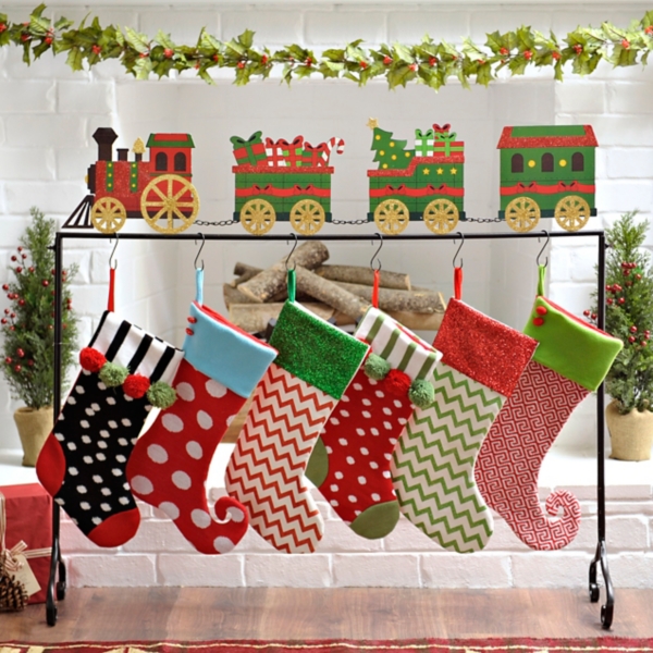 train stocking holder set of 5