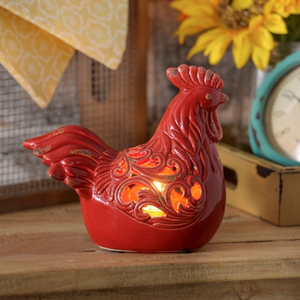 Red Ceramic Rooster Night Light Kirklands Home