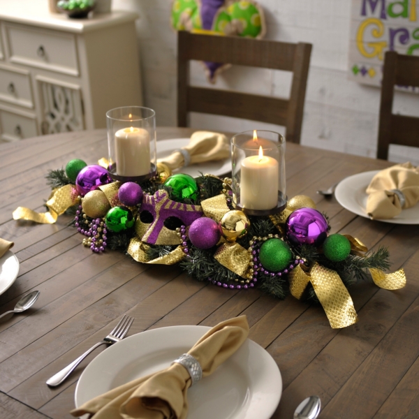 Mardi Gras Masks and Beads Centerpiece