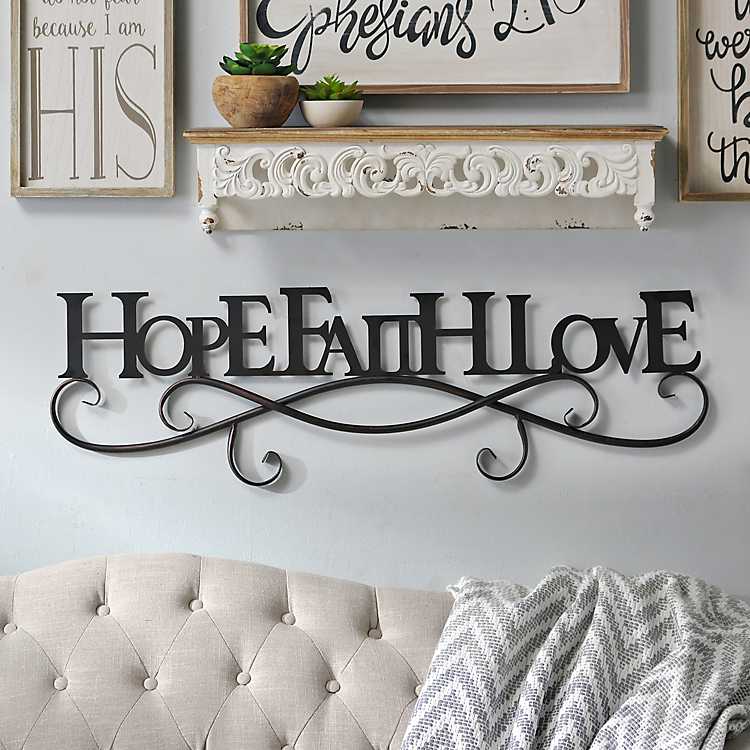 Black Hope Faith Love Metal Plaque Kirklands Home - Faith Hope Love Metal Wall Decor