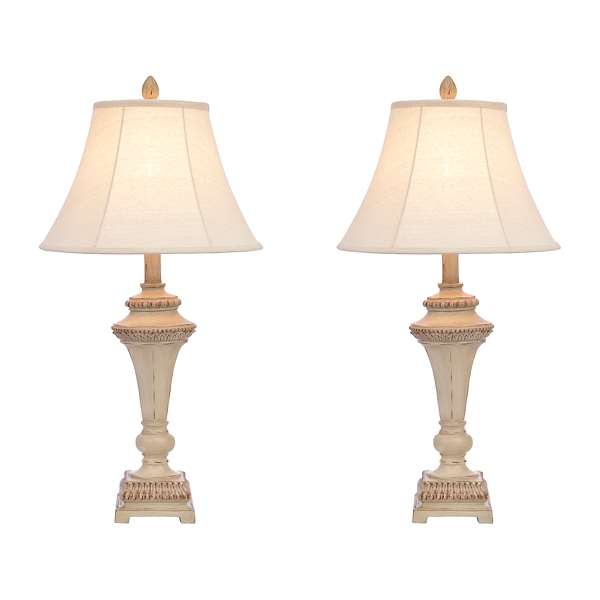 distressed cream table lamps set of 2