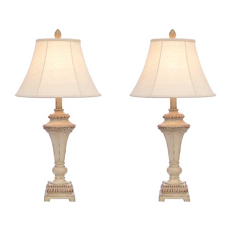 Cream Taper Table Lamps Set Of 2, End Table Lamps Set Of 2