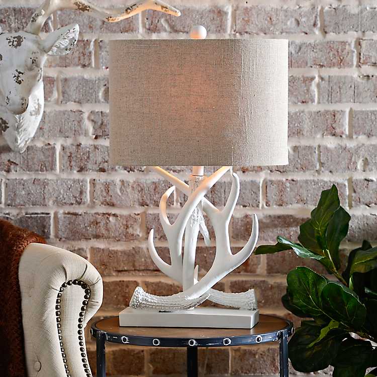 White Antler Table Lamp | Kirklands Home