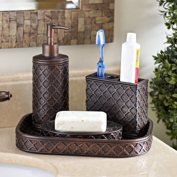 Garden Gate Embossed 4 Pc Bath Accessory Set Kirklands