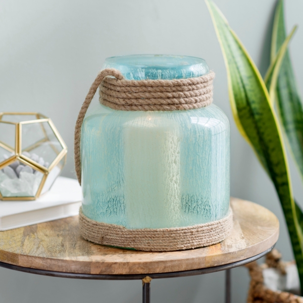 Aqua Diepre Lantern With Rope Handle Kirklands