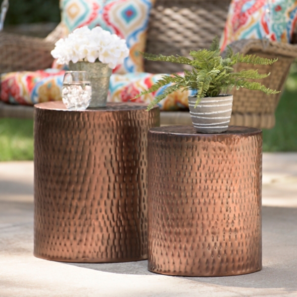 Hammered Copper Garden Stools Set of 2