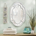 Distressed White Oval Inlay Mirror
