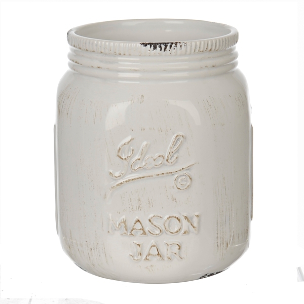 Home Essentials Aqua Mason Jar Ceramic Utensil Holder