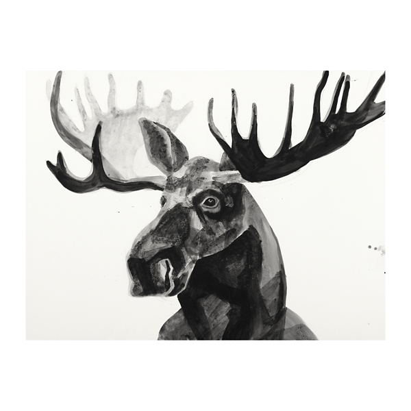 Black And White Watercolor Moose Canvas Art Print Kirklands