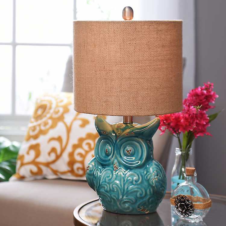 Turquoise Owl Ceramic Table Lamp, Kirklands Turquoise Floor Lamp