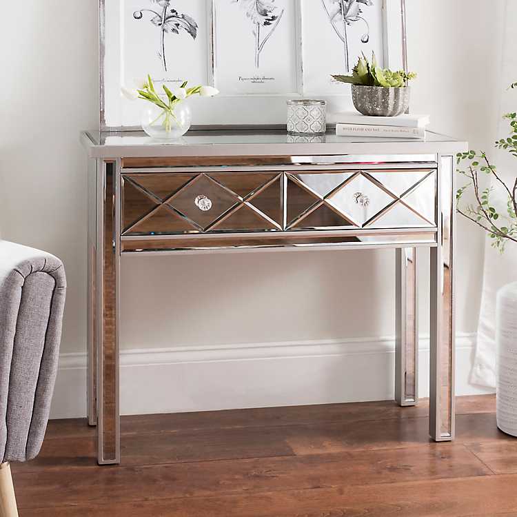 Diamond Mirrored Console Table Kirklands, Wood And Mirror Console Table