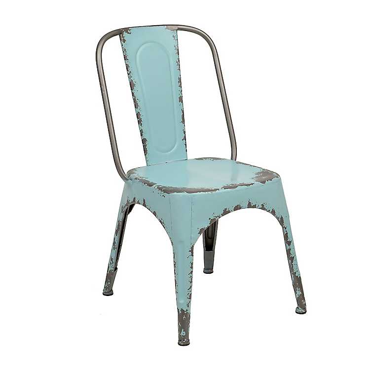 Distressed Blue Metal Chair Kirklands, Metal Farmhouse Chairs