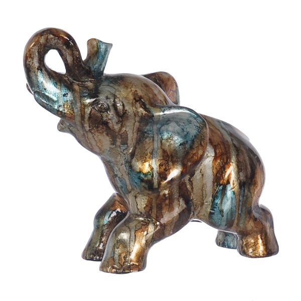 Blue and Brown Color Infusion Elephant Statue Kirklands Home