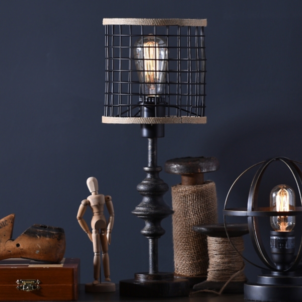 brand wildernis Rationeel Metal and Burlap Edison Lamp | Kirklands Home