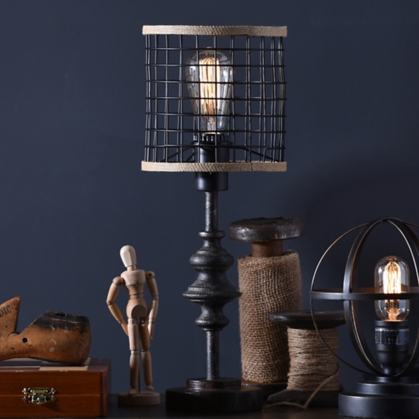 Tub omroeper hoofdstuk Metal and Burlap Edison Lamp | Kirklands Home