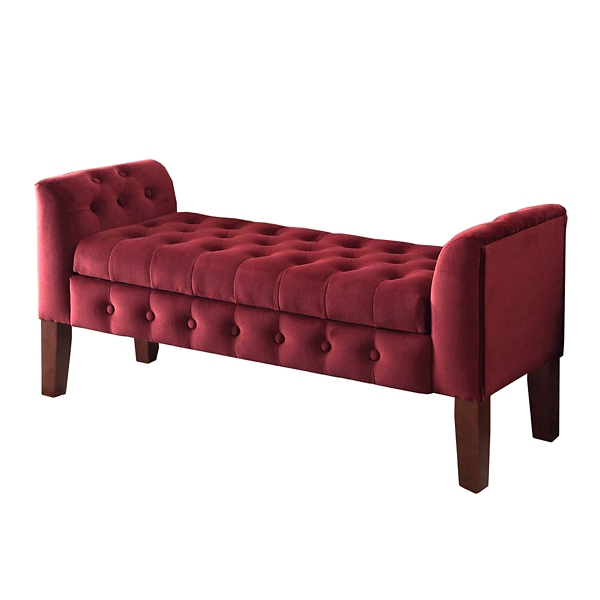 Burgundy store ottoman bench