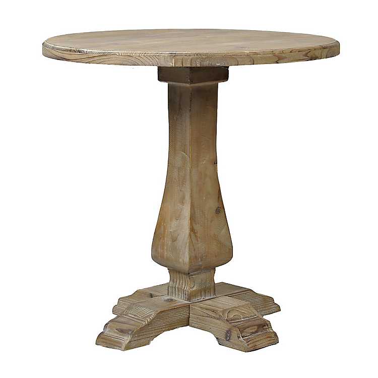 Natural Wooden Round Pedestal Accent, Round Pedestal Side Tables