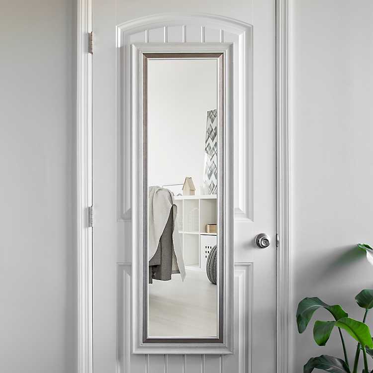 White And Silver Over The Door Mirror, Mirror For Bathroom Door