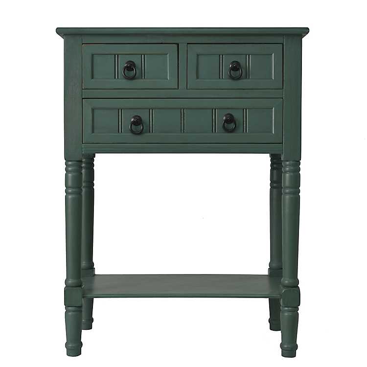 Antique Teal 3 Drawer Console Table, Antique Entry Table With Storage