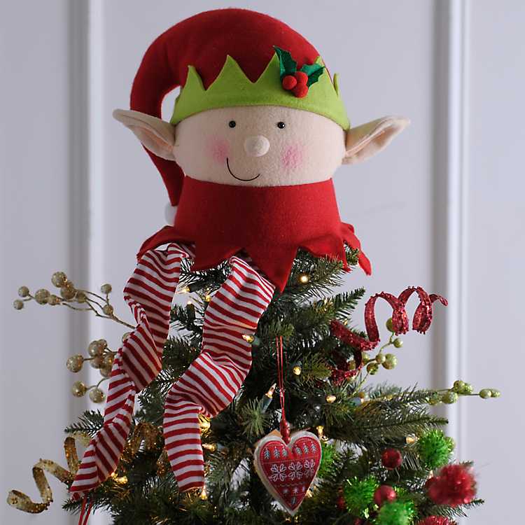 Extra Large Elf Holding a Joy Christmas Tree Topper 