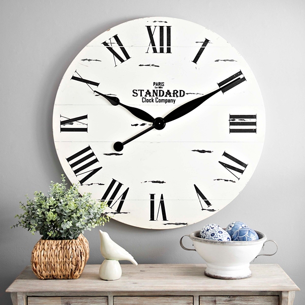 Jacob White Wood Plank Clock