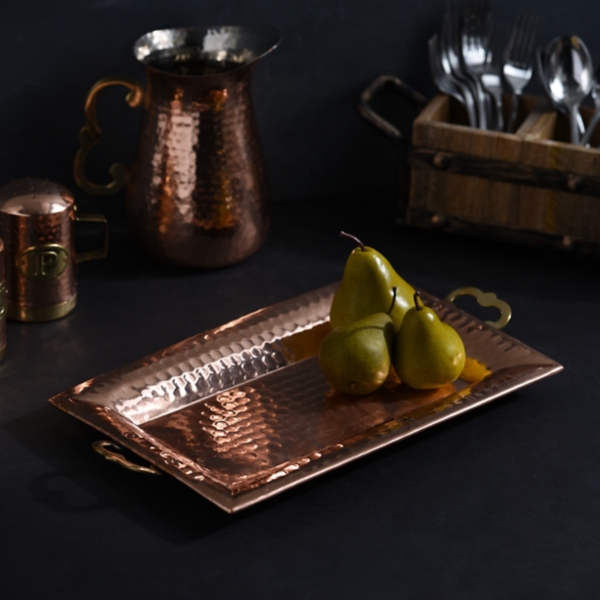 Hammered Copper Serving Tray Kirklands Home