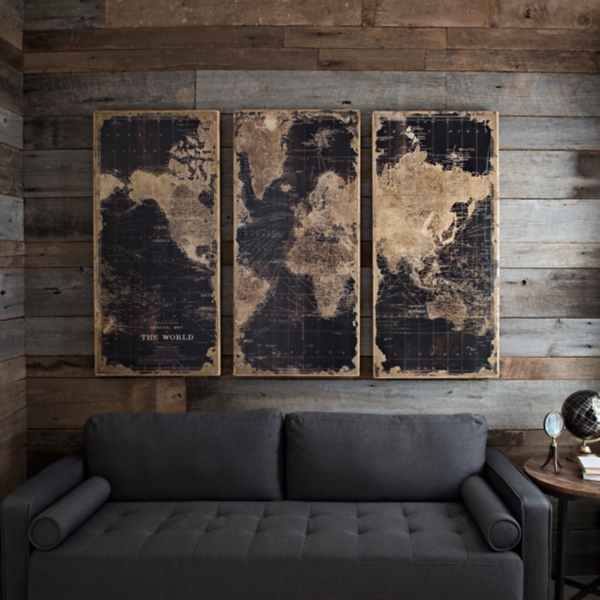 Wooden World Map - Wood Wall World Map 3 Parts –