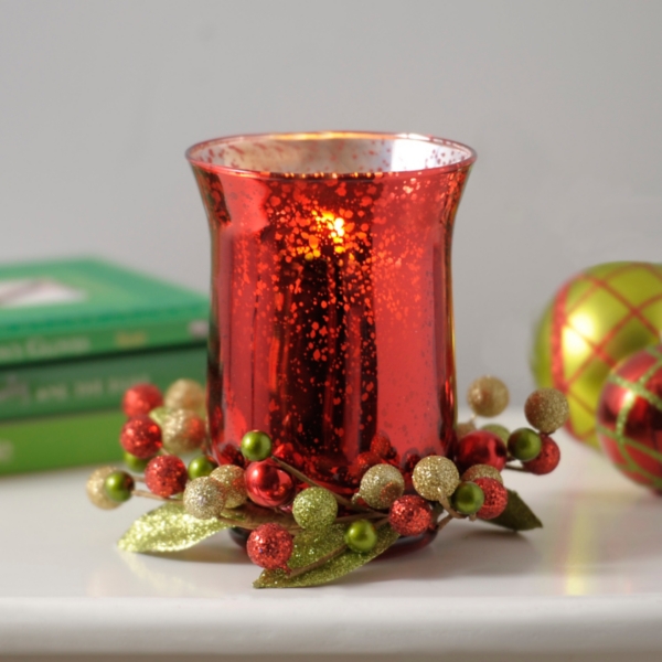Red Berry Mercury Glass Candle Holder Kirklands Home
